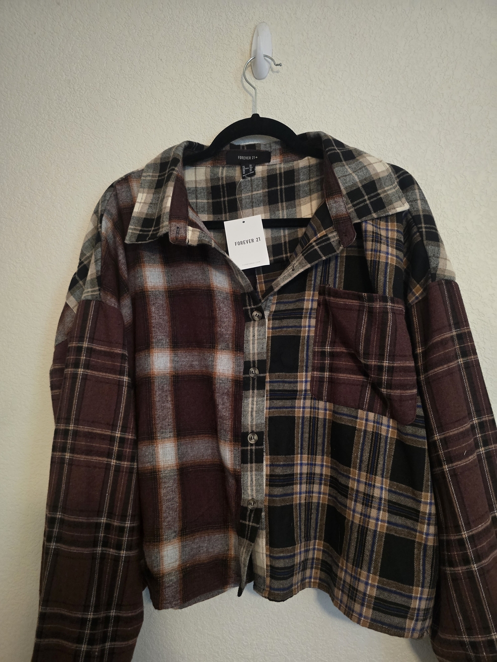 Forever 21  Cropped Womens Plaid Button-Up Plaid - Brown Multi 3x